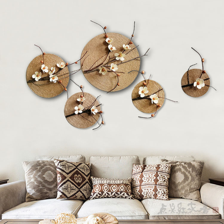 Xuemei Yingyue Plum Blossom New Chinese-style Entrance Wall Decoration Retro Nostalgic Creative Wall Decoration Hemp Rope Drying Flower Pendant