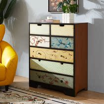 American country chest of drawers Solid wood retro living room storage locker Painted drawer cabinet European-style bedroom chest of drawers