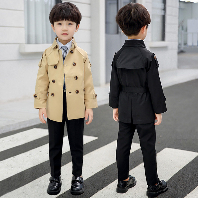 Korean style boy's windbreaker jacket classic autumn and winter clothes 2021 new handsome British style children's baby top trend