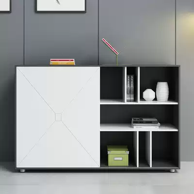 The first office file cabinet storage storage wooden data cabinet file staff cabinet push-pull sliding door partition low cabinet