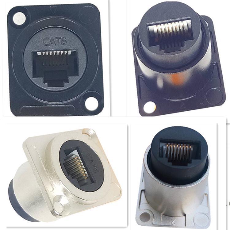 D-Type Rj45 Ethernet 8P8C Network Cable Data Signal Connector Network Port Straight-Through Panel Female Socket