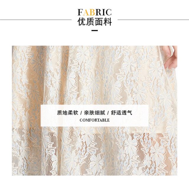 2022 new lace lace age-reducing temperament fly-sleeve mid-length commuter slimming summer texture dress