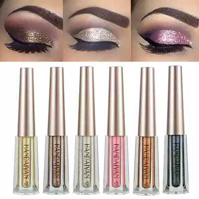 Net red recommended stage night makeup Diamond pearlescent liquid eye shadow 12 colors shine colorful eye shadow liquid waterproof and easy to color