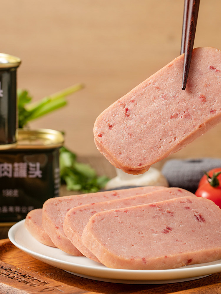 North Daihe River Lunch Meat 340g Grams Qinhuangdao 198 gr Fire Leg Meat Hotpot Workers Ready-to-eat Single Pork Cans