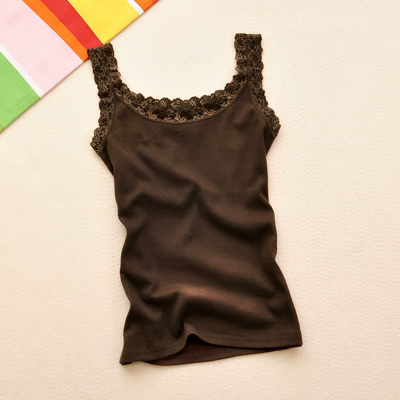 Phiên bản mới của Hàn Quốc của áo sơ mi ren yếm ren ren hoang dã Áo sơ mi nữ Camisole chạm đáy