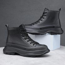 ins star McKundun with high help board shoes small white shoes black thick bottom rise high street shooting da crowds mens casual shoes