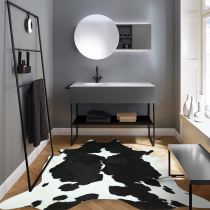 The whole black and white cow leather carpet Leather living room Nordic modern simple coffee table mat Bedroom bedside carpet model room