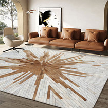  Cowhide handmade stitching carpet Nordic ins living room modern simple coffee table mat Light luxury bedroom bedside blanket customization