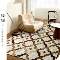  Imported handmade cowhide stitching carpet Nordic ins living room sofa coffee table mat Bedroom room bedside blanket customization