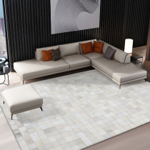 Cowhide stitching carpet Nordic modern simple living room study coffee table mat Light luxury bedroom bedside blanket White custom