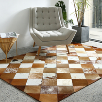  Cowhide stitching carpet Nordic ins Modern light luxury living room sofa coffee table mat Home study bedroom bedside blanket