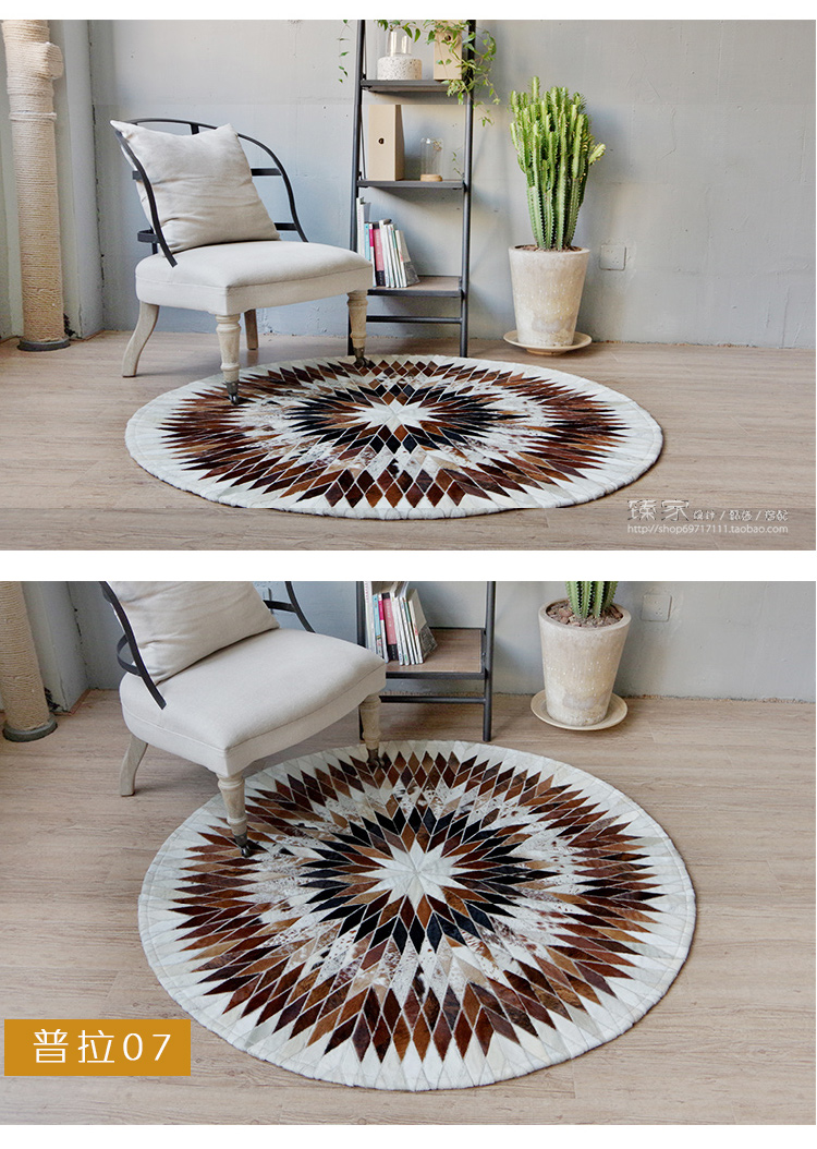Handmade da khâu thảm tròn Phòng học màu đen và trắng ghế máy tính phòng khách bàn cà phê mat phòng ngủ cạnh giường chăn - Thảm thảm nhung trải giường
