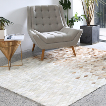 Stitching cowhide carpet Nordic living room Simple modern Geometric coffee table Bedroom bedside carpet American model room customization
