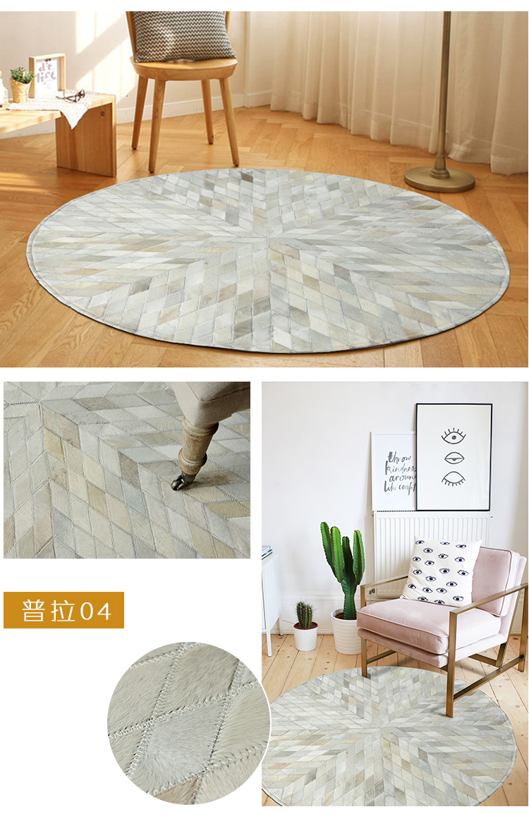 Handmade da khâu thảm tròn Phòng học màu đen và trắng ghế máy tính phòng khách bàn cà phê mat phòng ngủ cạnh giường chăn - Thảm thảm nhung trải giường