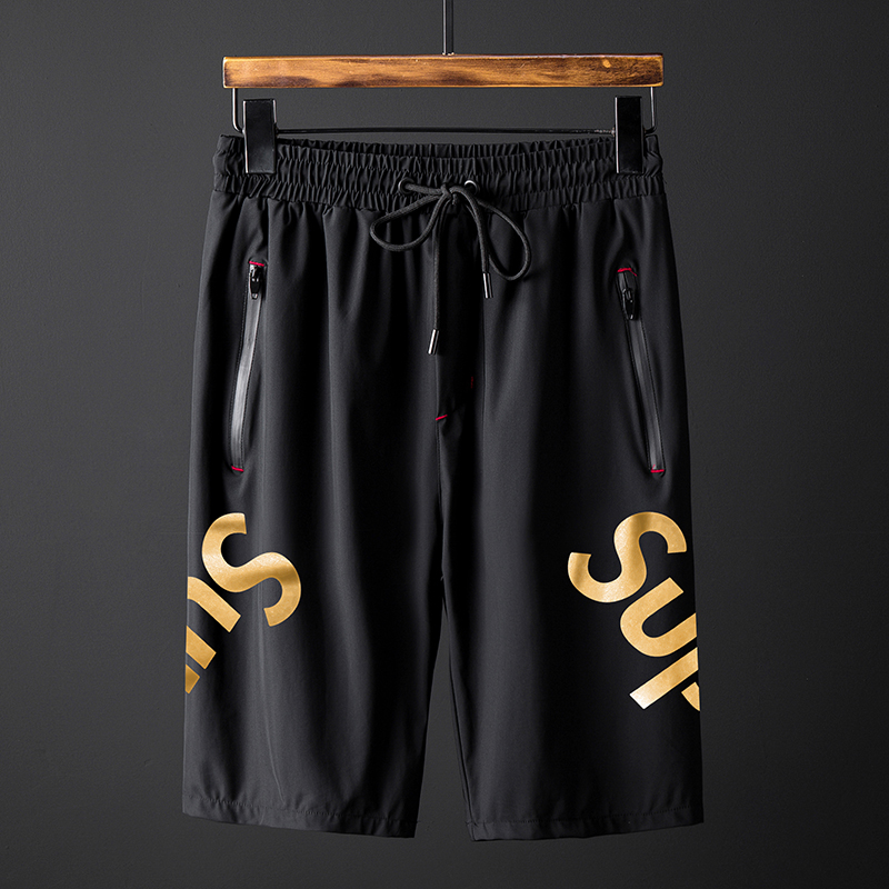 Counter plus size ice silk printed shorts men's fat loose casual sports pants middle pants 200 fat guy 280 breeches