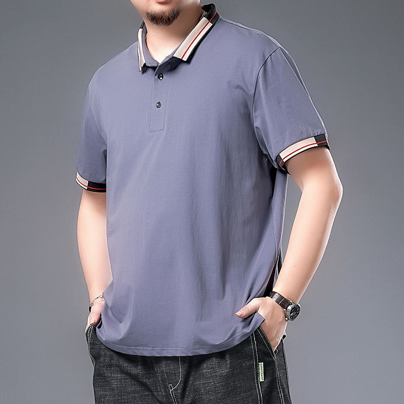 Hong Kong's big size Fat Man short sleeve T-shirt male fattener Summer loose Polo shirt Gats up for men's half-amputee sleevy