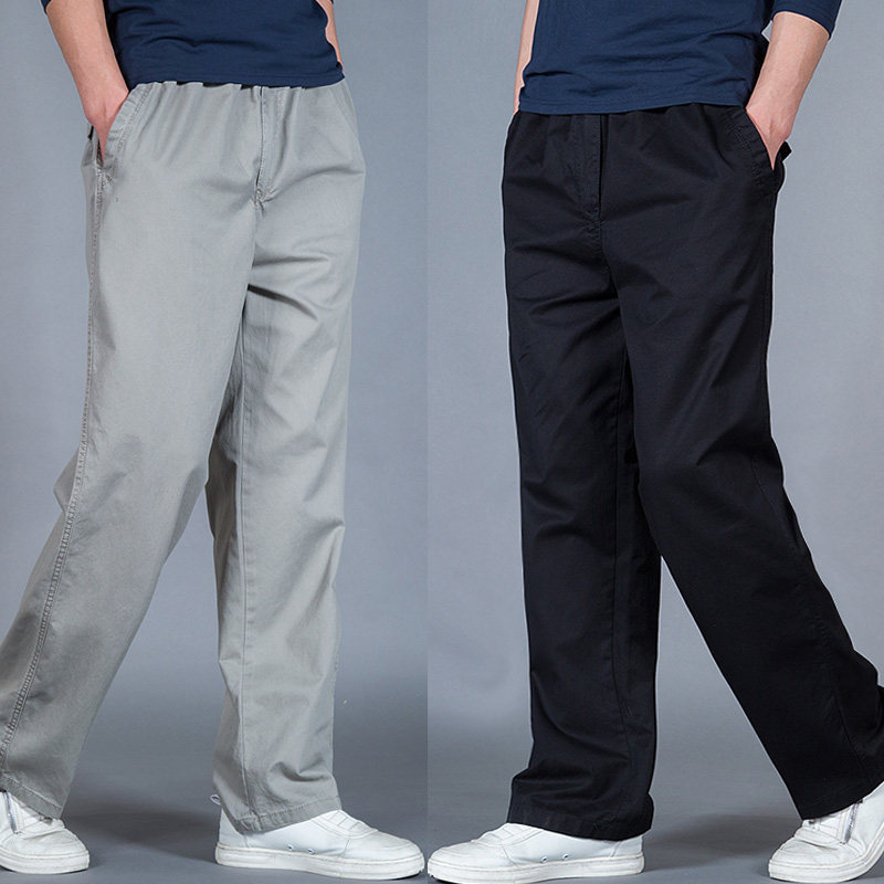 Counter overalls men's pants cotton casual pants loose straight trousers summer fat fat sports pants