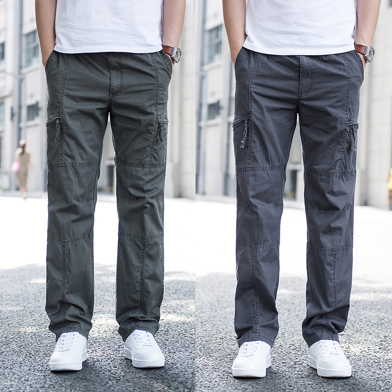 Special Cabinet Summer Work Pants Men Pants Multi-Pocket Straight Cylinder Casual Pants Boomer Loose Men Pants Large Size Pants Slim Fit Pants Thin