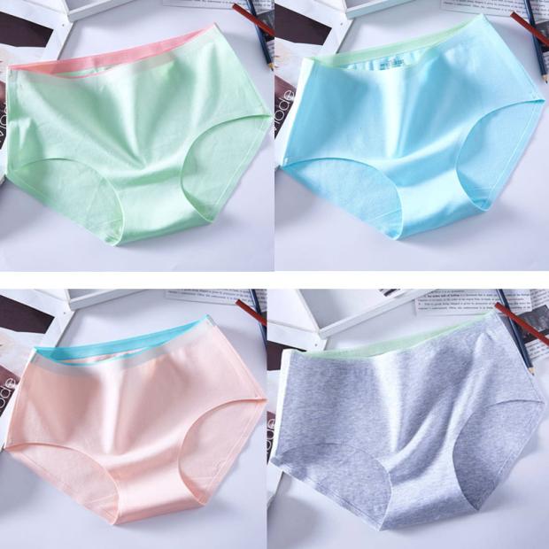 4 miếng lót womens bông ms không dấu. một tam giác kháng khuẩn thở eo màu quần short kích thước lớn.