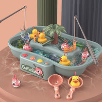  Electric water cycle rotating kindergarten fishing game game Childrens toys Boys and girls play in the water three or four years old