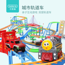 Childrens train track assembly boy electric educational toy simulation house boy birthday gift
