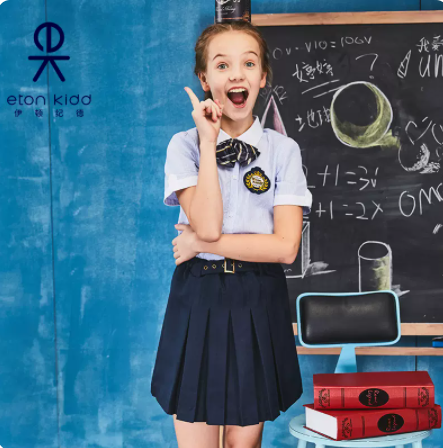 Eaton Gide school uniform college children's clothing children's cotton striped shirt girls short-sleeved shirt summer 10C220