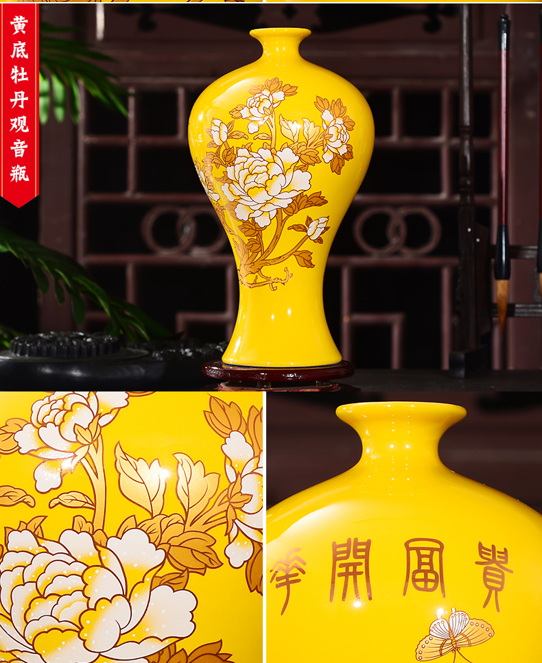 Jingdezhen ceramic floret bottle sitting room study furnishing articles of TV ark, wine flower arranging rich ancient frame handicraft ornament