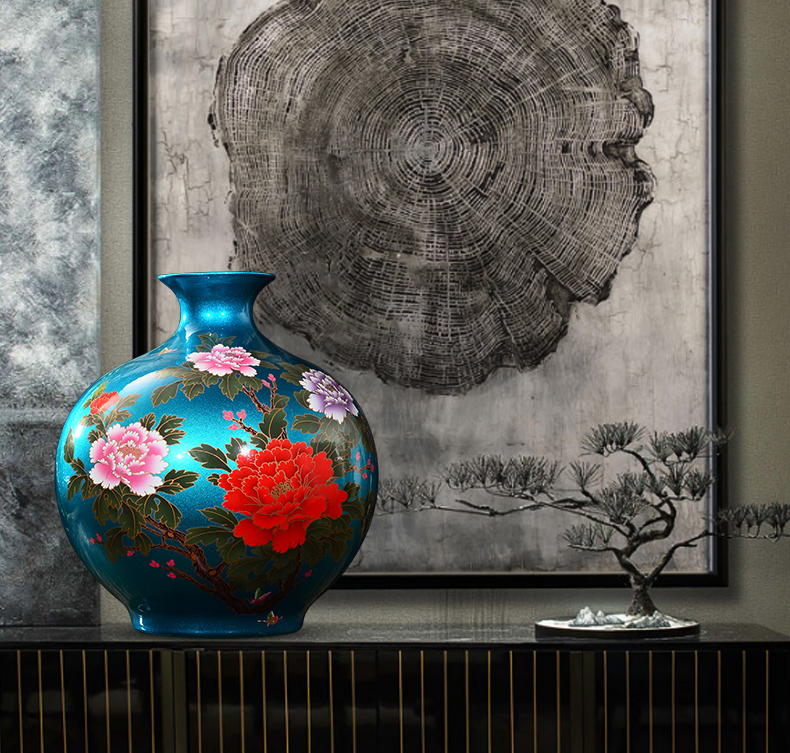 Jingdezhen ceramics glaze crystal flower vase living room TV ark, furnishing articles of the new Chinese style household wine accessories