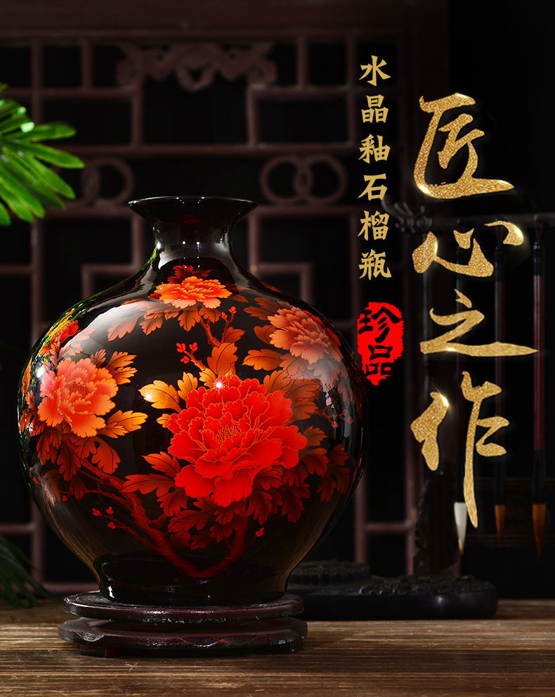 Jingdezhen ceramics glaze crystal flower vase living room TV ark, furnishing articles of the new Chinese style household wine accessories