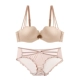 Mật ong Kiss Sexy Stra quai Đồ lót Phụ nữ Không Nhẫn Thép Tập hợp Khóa trước Không Trace Half Cup Bra Set - Bộ đồ lót