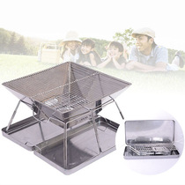 Outdoor camping stainless steel portable folding barbecue grill Household charcoal grill outdoor barbecue grill barbecue box