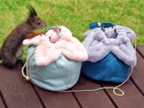 (Oreo)Devil squirrel hedgehog Dutch pig take-out bag high-grade imitation leather grass plush petal denim bag