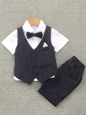 Children's suit suit boys short-sleeved three-piece suit vest shorts small suit Western style flower girl dress summer tide