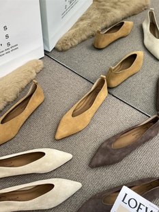 Нана Нана новая весна стиль Перегружен наконечник мелкий рот натуральная кожа квартира обувь дикий работа служить работа Обувные волшебные туфли