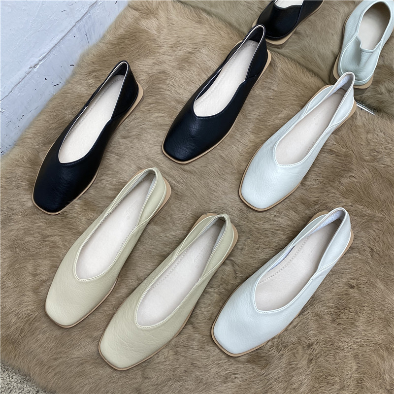 chic Korean square toe grandma shoes low-heeled single shoes women's 2022 spring new all-match comfortable low-heeled two-wear loafers