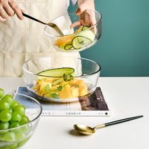 Glass bowl salad bowl fruit large Japanese creative home transparent instant noodle bowl soup unleaded set tableware