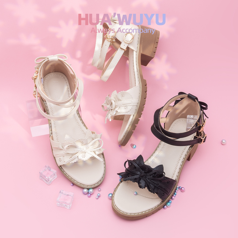 Meow Yixia^ Misty Language Sandals Sweet Girl Cat Element Buckle Open-Toe Soft Girl Lolita High Heels Jsk