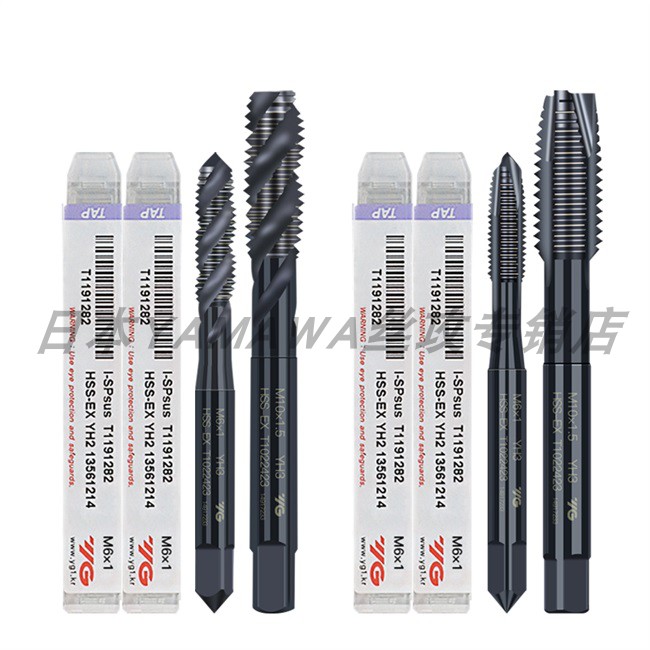 South Korea imports YG black first end steel special screw tap T1022 through hole lower chip screw tapping into multiple branches