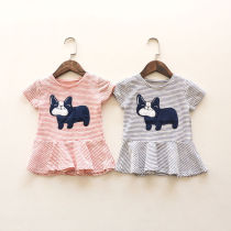 Childrens Summer Fashion T-shirt Korean Edition Set Round-collar Girl Short-sleeved Lifts Princess Dress A-word Baby