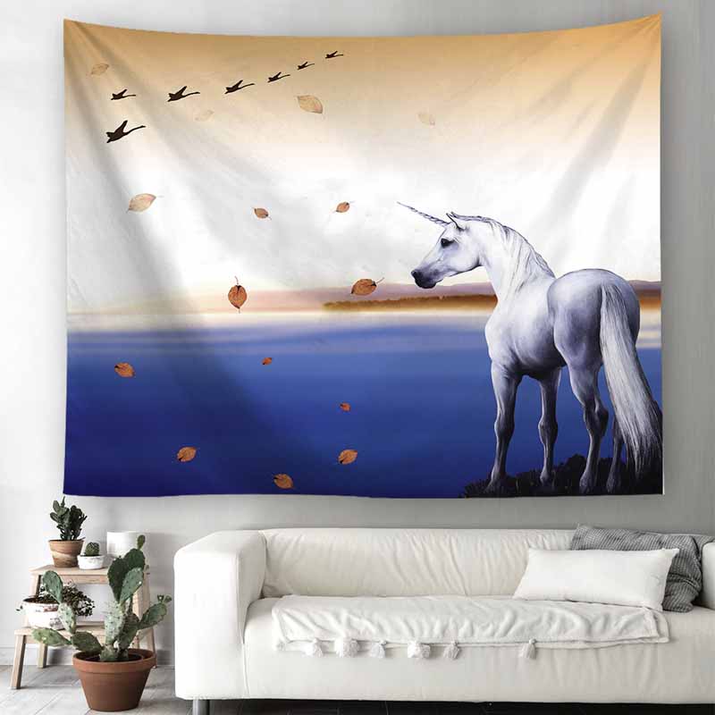 Sao kỳ lân tấm thảm trang trí phòng trẻ em giẻ rách polyester có thể được chụp ảnh tấm rèm vải nền thảm treo tường bản đồ thế giới