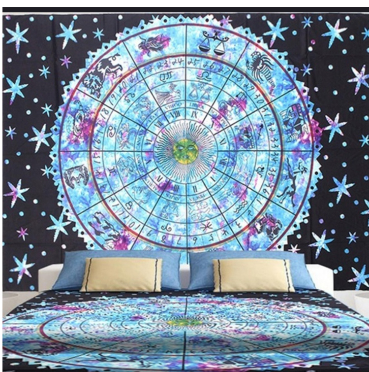 Mandala Bohemian Mười hai chòm sao Tấm thảm phòng ngủ Treo Polyester In Tấm thảm trang trí Khăn trải bàn thảm treo tường anime