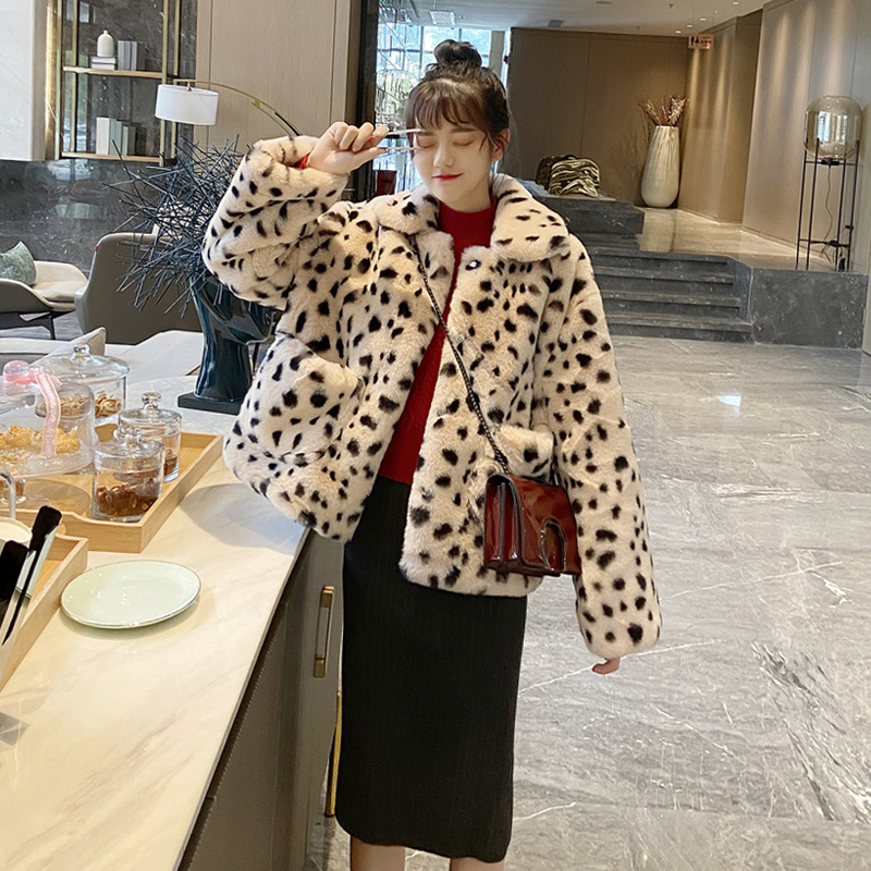 Autumn and winter women's fur coat Korean version imitation rabbit velvet top parent-child outfit BAO WEN fashion foreign style wool sweater mother and daughter