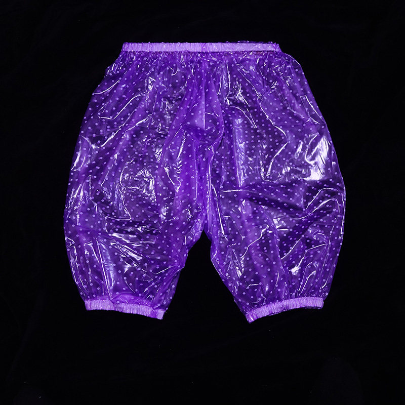 Polka dot large size foreign trade PVC plastic super soft transparent six-point pants sports rainproof shorts ABDL men's and women's plastic pants