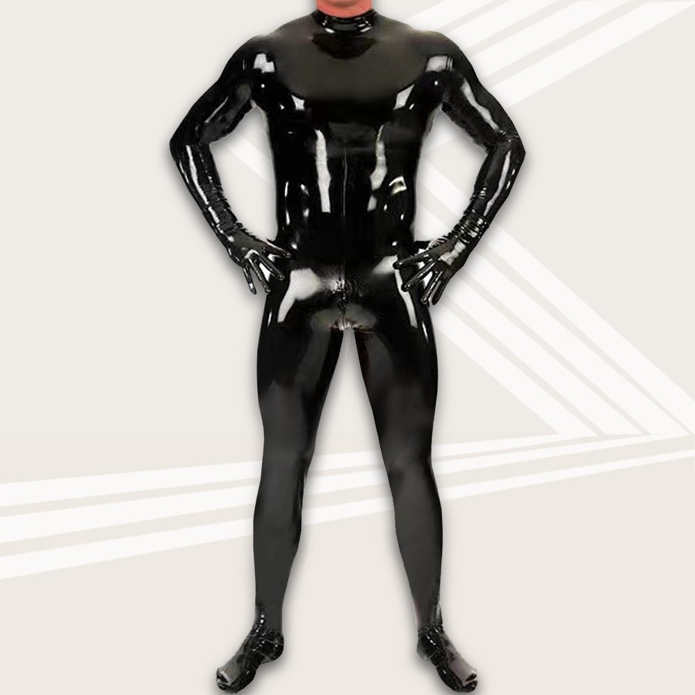 2020 new tights latex clothing tight all-inclusive footman stage fun all-inclusive men's high elastic jumpsuit