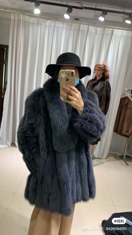 Blue Fox Fur Coat, Very Beautiful