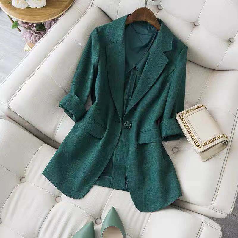 Emerald Green That Enhances Your Temperament! High-End Japanese-Style Waist-Cinching, Complexion-Enhancing Blazer, Slim-Fit Premium Women's Suit Emerald Green That Enhances Your Temperament! High-End Japanese-Style Waist-Cinching, Complexion-Enhancing Blazer, Slim-Fit Premium Women's Suit