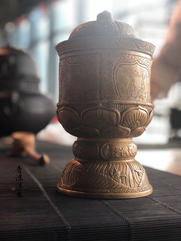 One of Tang Dynasty Frying Tea Tea Set of Fanganji Door Temple Unearthed Tea Set Pure Bronze Jar Dark Storage Jar Craft Gift Hem