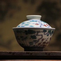 Jingdezhen pure hand-painted blue and white bucket color Pine Bamboo Plum Bowl