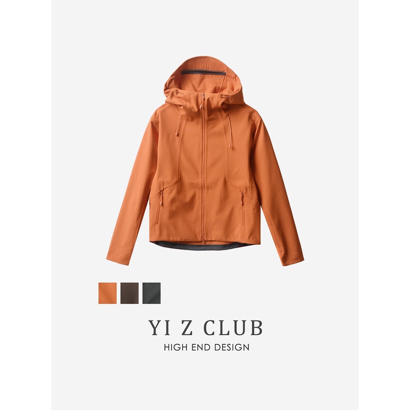 Yi Z Club Windproof and Water-Repellent Letter Embroidered Hooded Long-Sleeved Fleece-Lined Large Size Jacket Spring and Summer Women's Clothing 0.46
