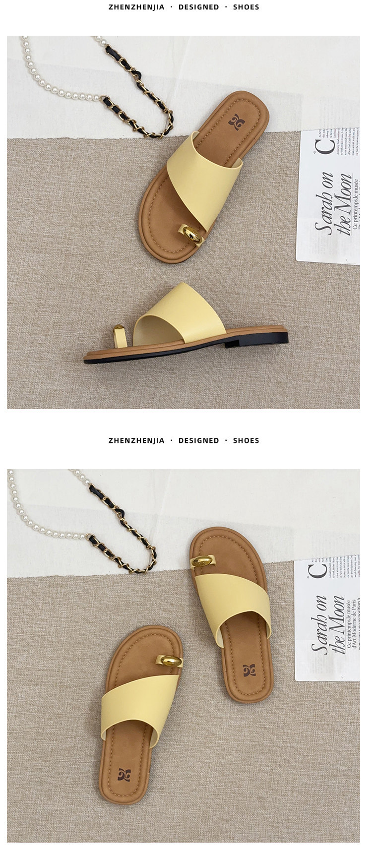 复古银色套趾凉拖鞋女2025夏季新款百搭平底一字拖配裙子沙滩半拖详情9